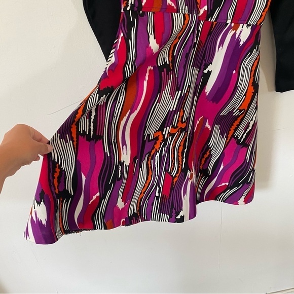 Vintage 60s Psychedelic Print Dress Retro Mod Mini Black Peter Pan Collar Small - Picture 6 of 10